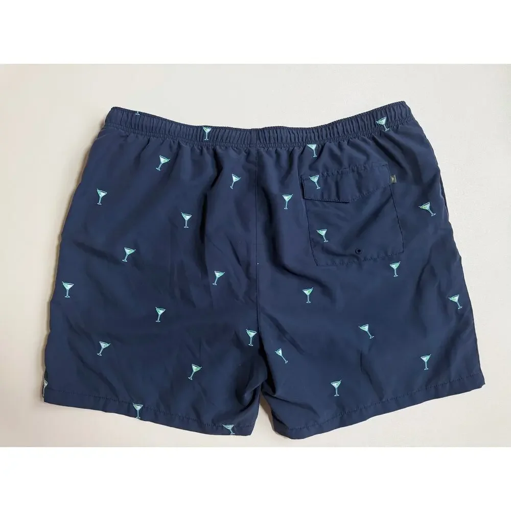 Tommy Bahama Men's Navy Blue Cocktail Print Swim Trunks Shorts Plus Size XXL